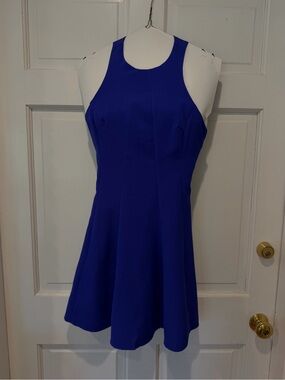 Lulu's purple Halter Fit-and-Flare Mini Dress